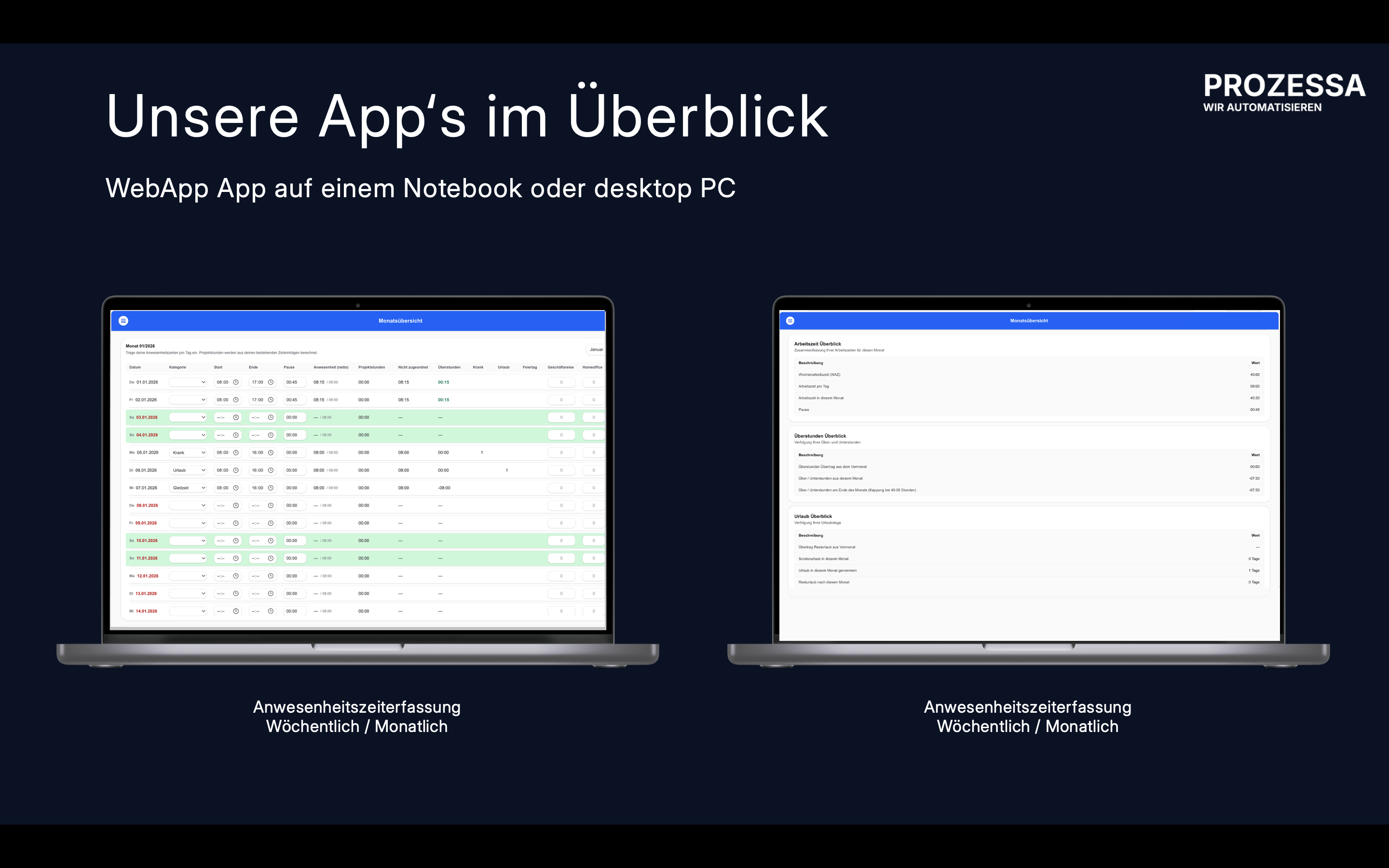 WorkCaptureWeb App – Professionelle Zeiterfassung